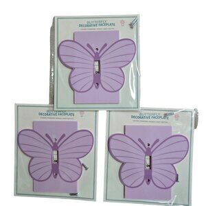 purple Butterfly Decorative Faceplate for standard outlet. Cute nursery girls ro
